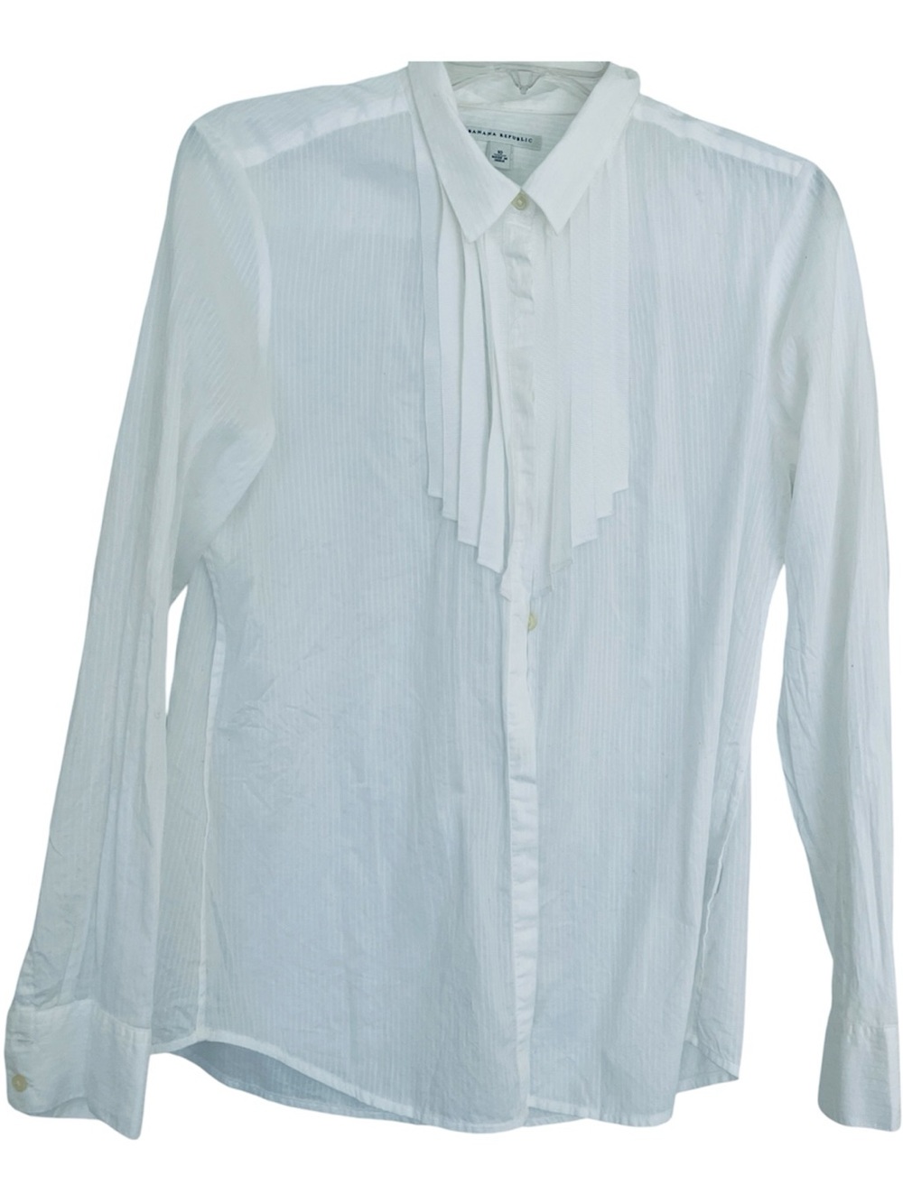 Banana Republic 100% delicate cotton Tuxedo Blouse with Layered Ruffle Bib 10